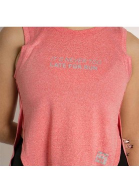 T SHIRT NEVER LATE FOR RUN CORAL